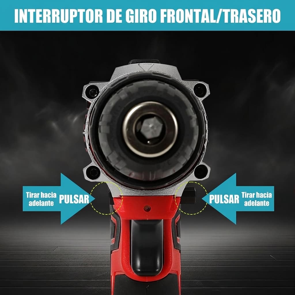 Miniatura: Botón de giro reversible en el gatillo del taladro